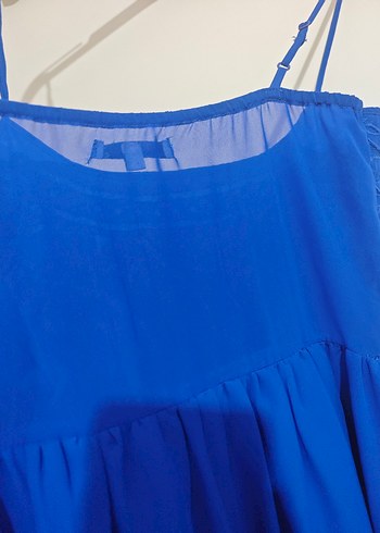 Nakışlı Dantel Detaylı Mavi Midi gecelik - Görsel 5