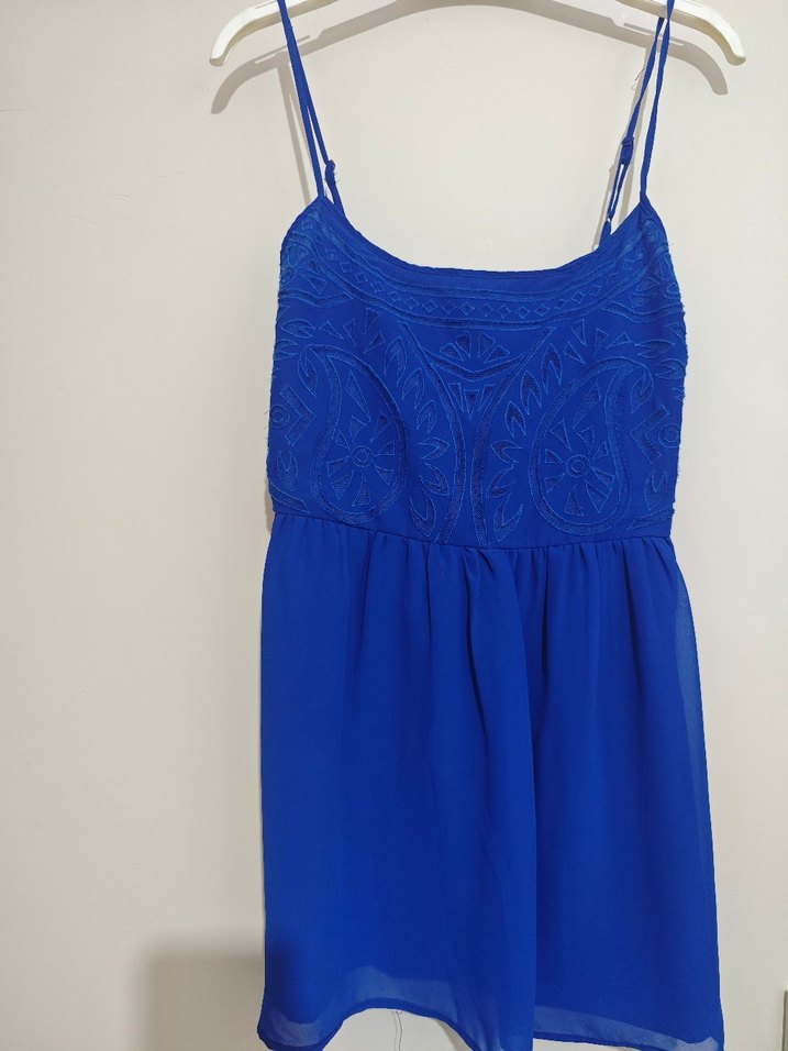 Nakışlı Dantel Detaylı Mavi Midi gecelik - Görsel 2