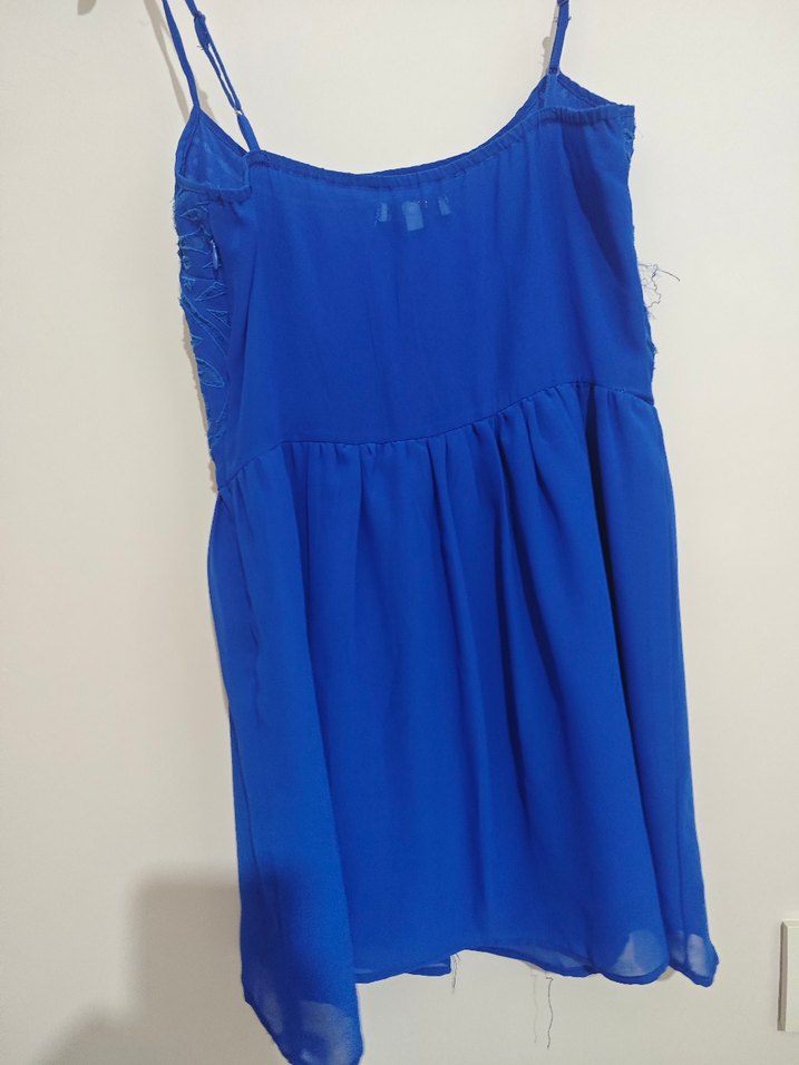 Nakışlı Dantel Detaylı Mavi Midi gecelik - Görsel 4