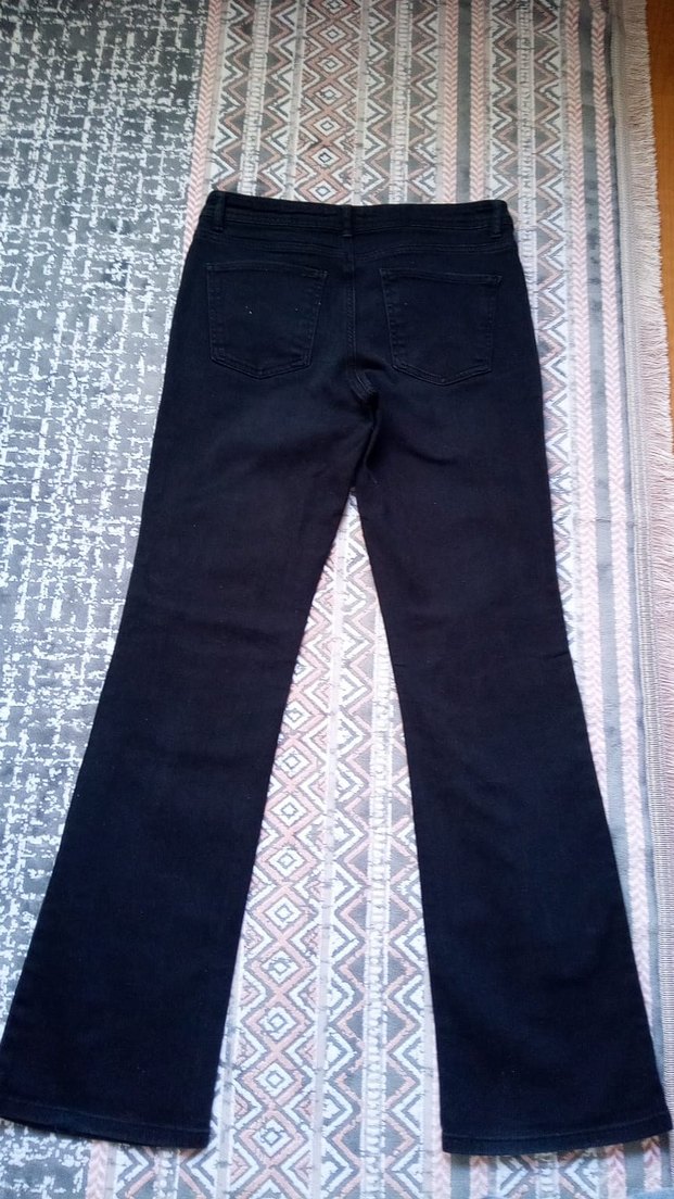 Siyah Kadın Denim Pantolon, Normal Boy, Tokalı - Görsel 2