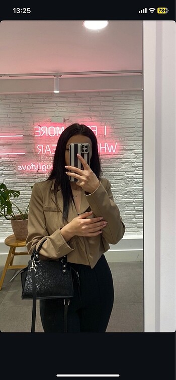 s Beden camel Renk Crop blazer ceket