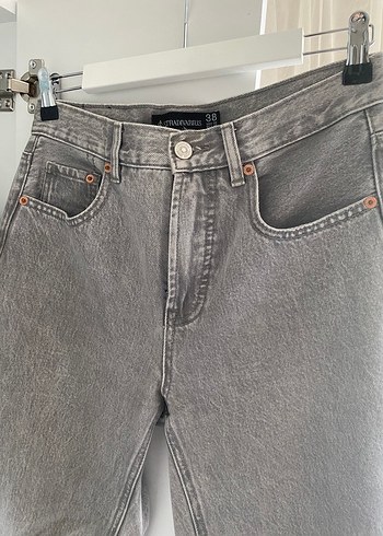 Stradivarius Gri Normal Boy Kadın Denim Pantolon