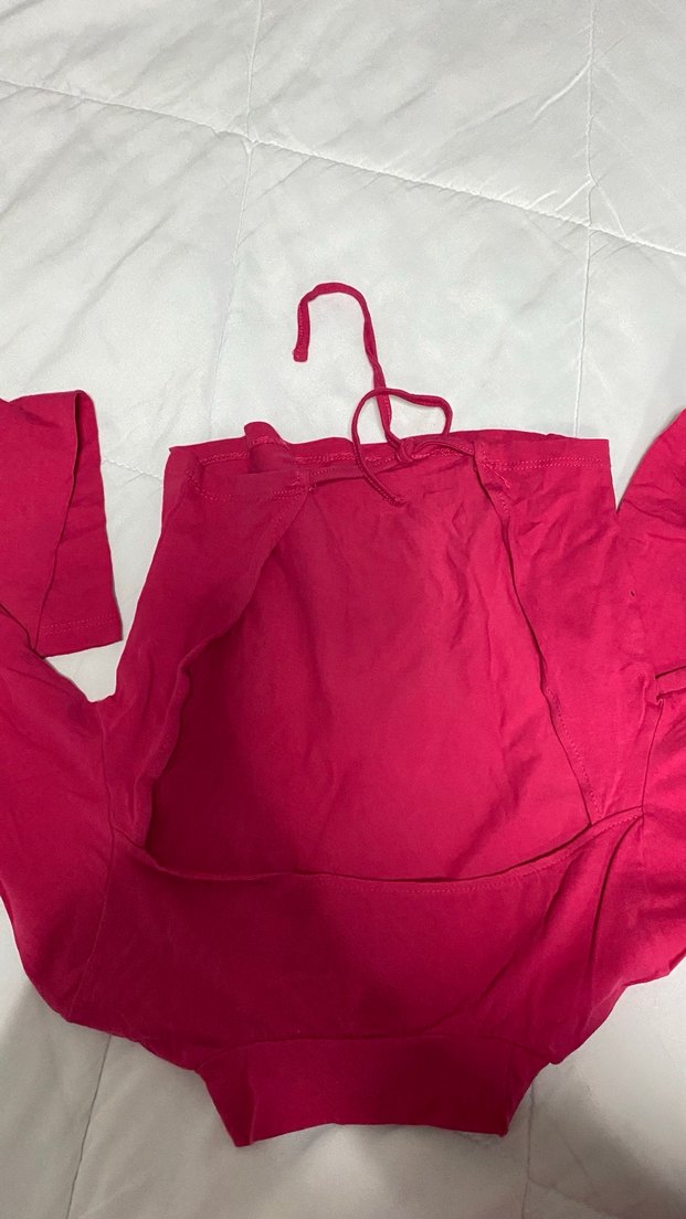 Uzun Kollu Pembe Sırt Dekolteli Bluz - Görsel 2