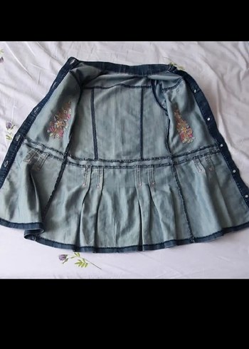 7 yaş Nakışlı Kemerli Kot Elbise - Görsel 5