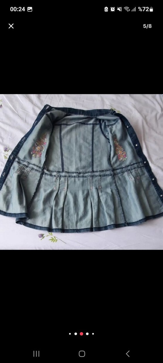 7 yaş Nakışlı Kemerli Kot Elbise - Görsel 5