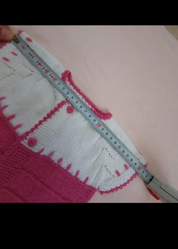 1 yaş el örgüsü kız çocuk yeleği - Görsel 4