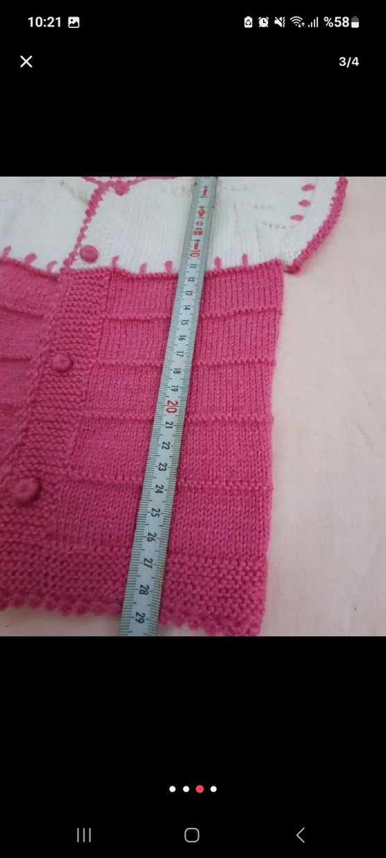 1 yaş el örgüsü kız çocuk yeleği - Görsel 3