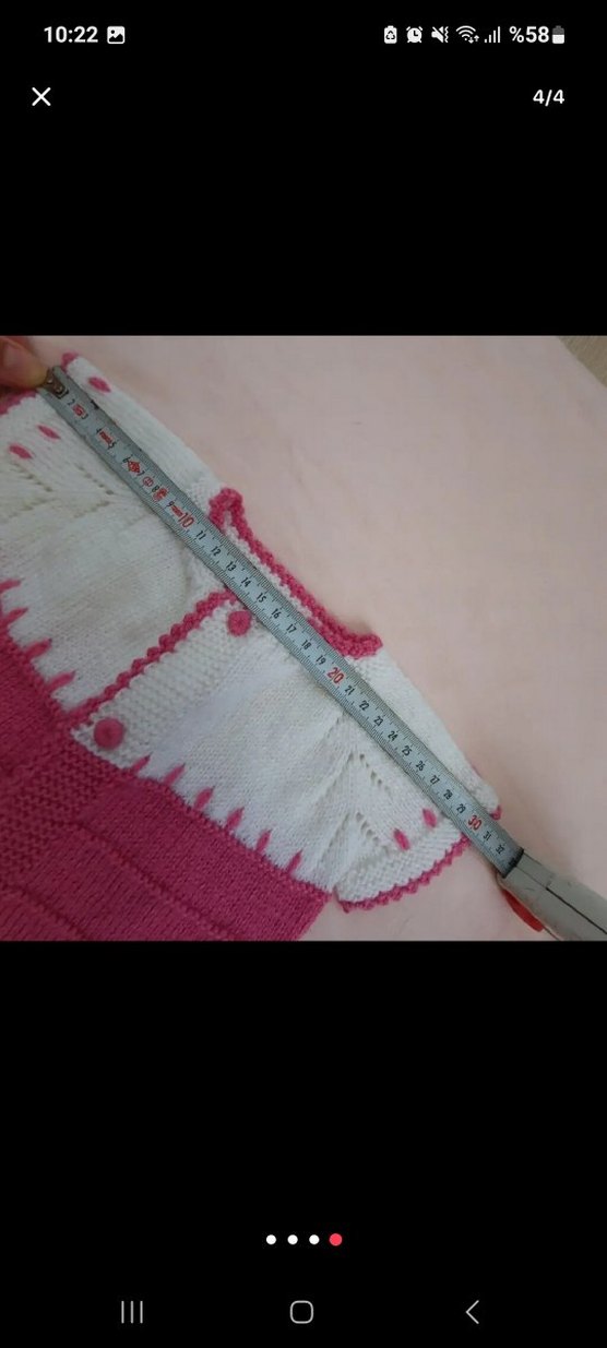 1 yaş el örgüsü kız çocuk yeleği - Görsel 4