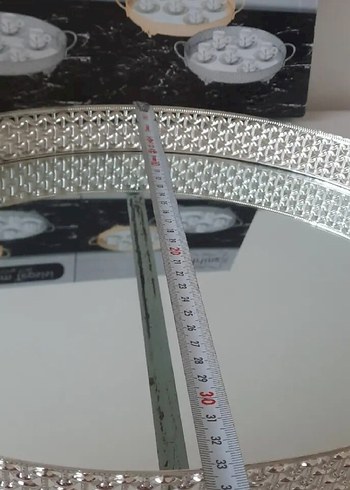 Aynalı, ovaj büyük boy sunum tepsisi - Görsel 6