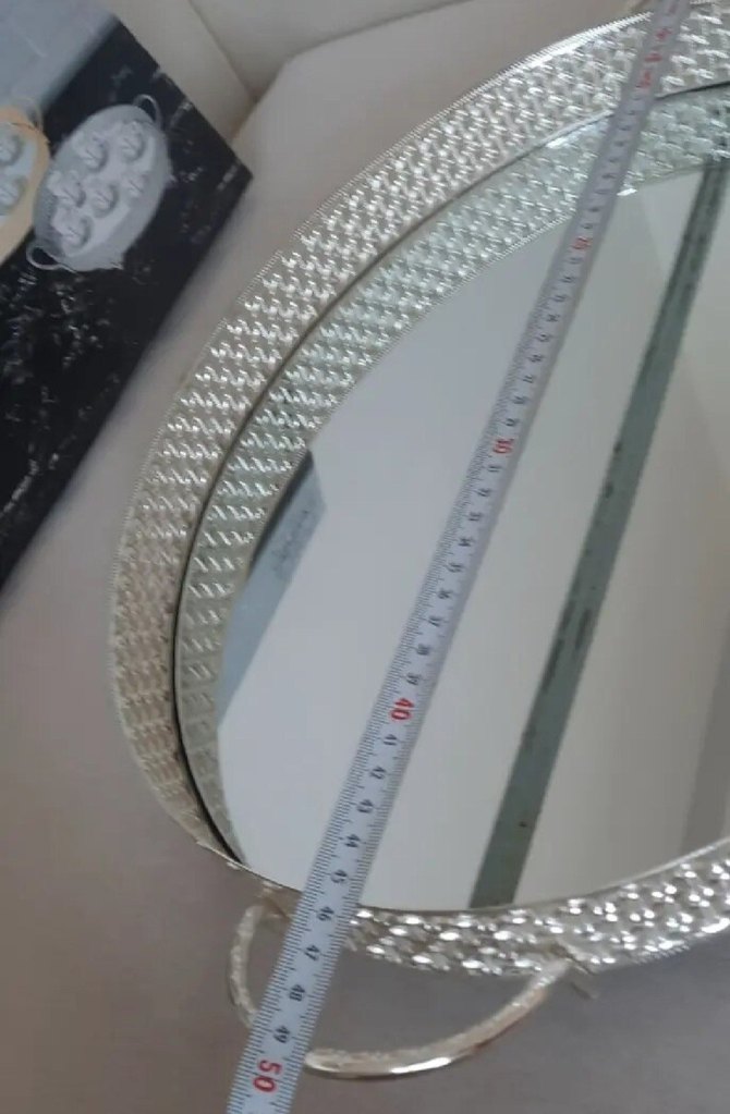 Aynalı, ovaj büyük boy sunum tepsisi - Görsel 5