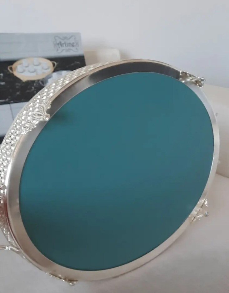 Aynalı, ovaj büyük boy sunum tepsisi - Görsel 4