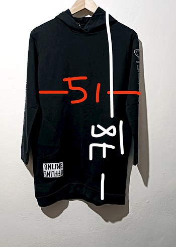 Siyah Kapüşonlu Uzun Kollu Salaş Sweatshirt - Görsel 3