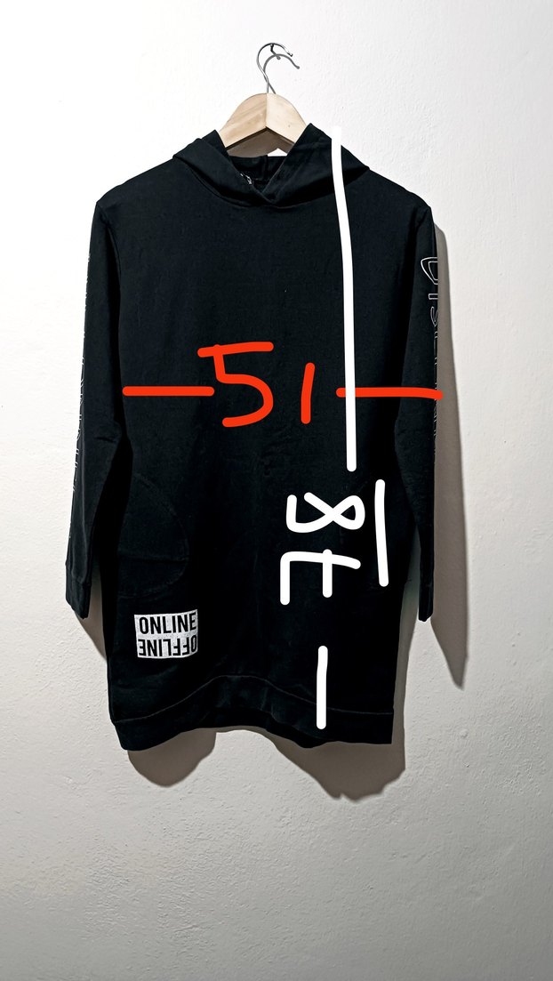 Siyah Kapüşonlu Uzun Kollu Salaş Sweatshirt - Görsel 3