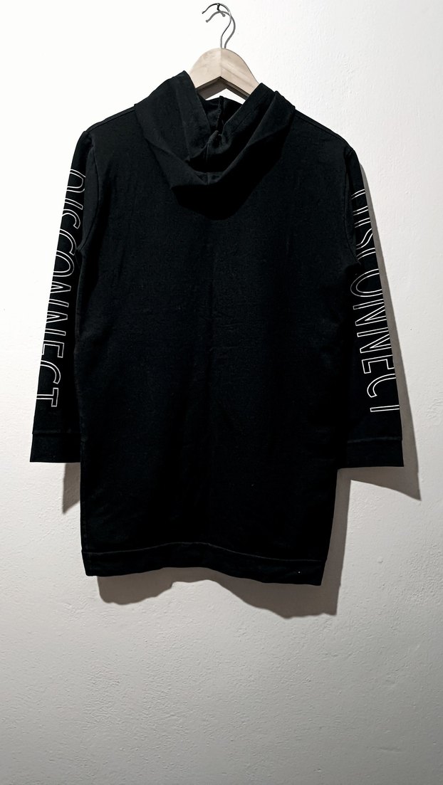 Siyah Kapüşonlu Uzun Kollu Salaş Sweatshirt - Görsel 4