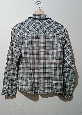 Ekose Desenli Düğmeli Kadın Gömlek - Görsel 5