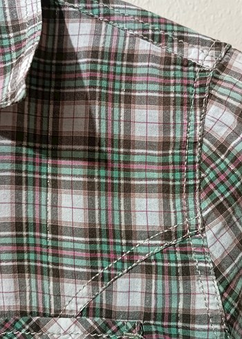 Ekose Desenli Düğmeli Kadın Gömlek - Görsel 6