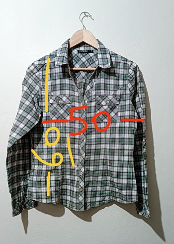 Ekose Desenli Düğmeli Kadın Gömlek - Görsel 2