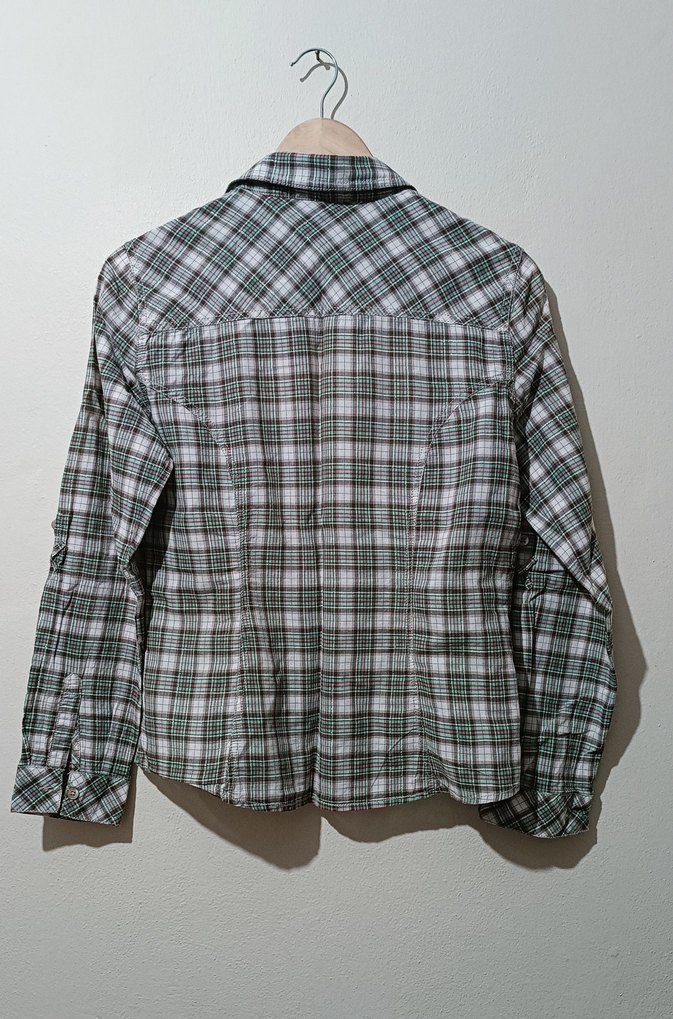 Ekose Desenli Düğmeli Kadın Gömlek - Görsel 5