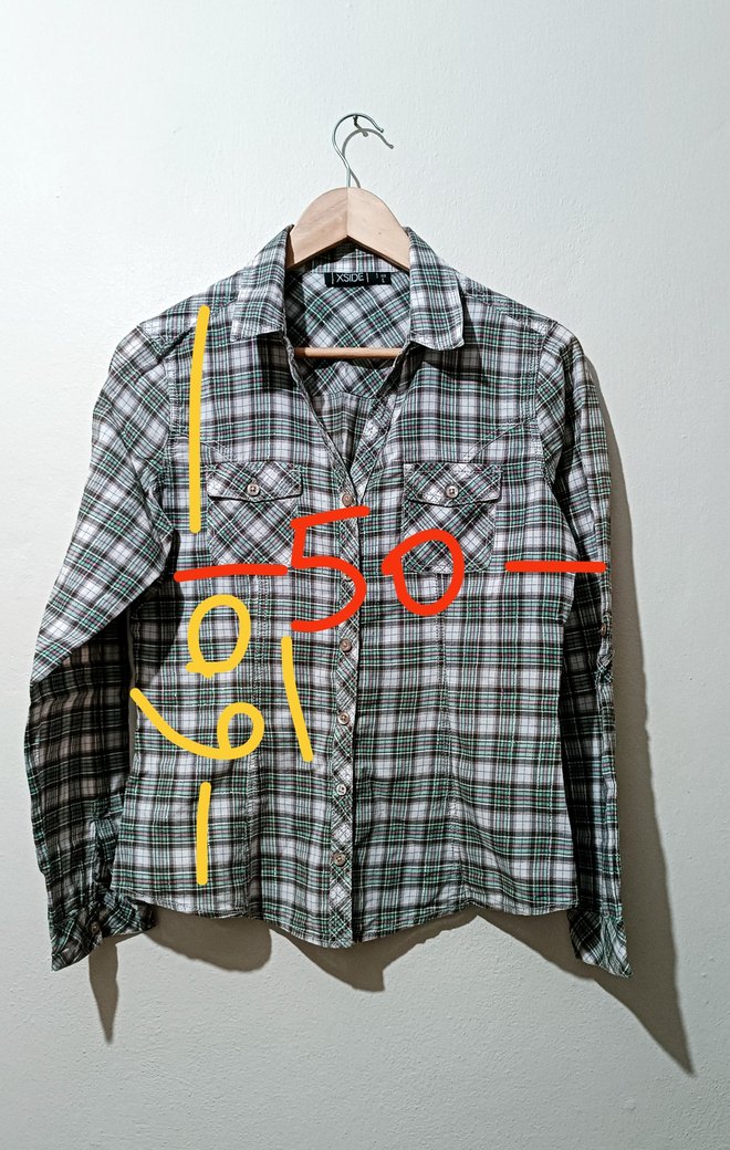 Ekose Desenli Düğmeli Kadın Gömlek - Görsel 2