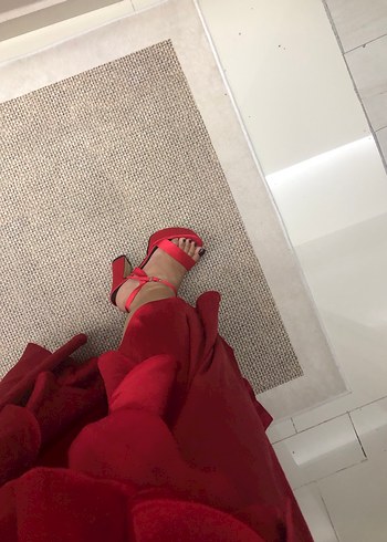 Zara Kırmızı Parlak Platform Topuklu Kadın Ayakkabı