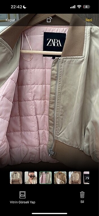 xs Beden camel Renk zara bomber ceket