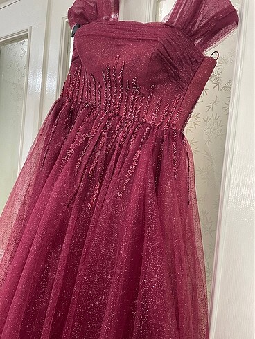 Özel tasarım simli abiye elbise - Görsel 6