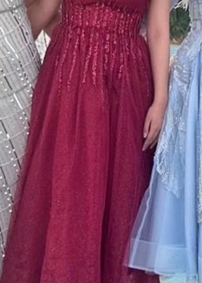 Özel tasarım simli abiye elbise - Görsel 3