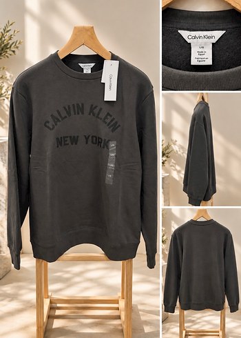 Calvin Klein Gri Bisiklet Yaka Erkek Sweatshirt Amerikadan