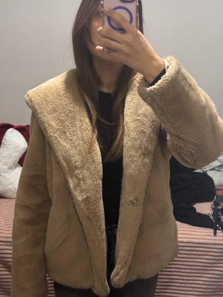 bağzıbağlı peluş mont - Görsel 2