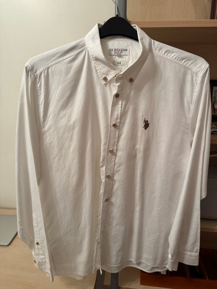 U.S Polo Erkek Beyaz Uzun Kollu Gömlek - Görsel 2