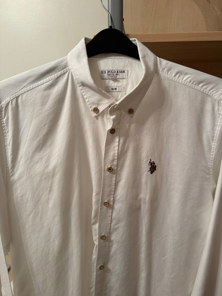U.S Polo Erkek Beyaz Uzun Kollu Gömlek - Görsel 3