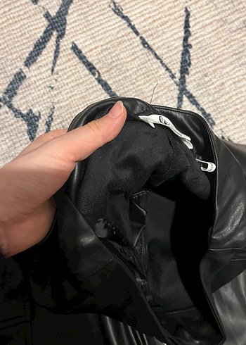 s Beden siyah Renk Deri Siyah Kadın Kemerli Rahat Kesim Pantolon