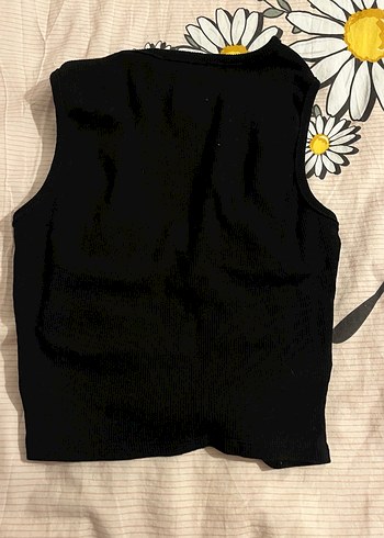 Diğer Siyah Kolsuz Straplez Crop Top