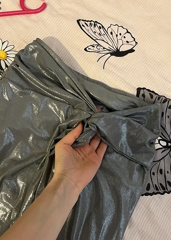 Gri Drapeli Uzun Kadın Etek - Görsel 8