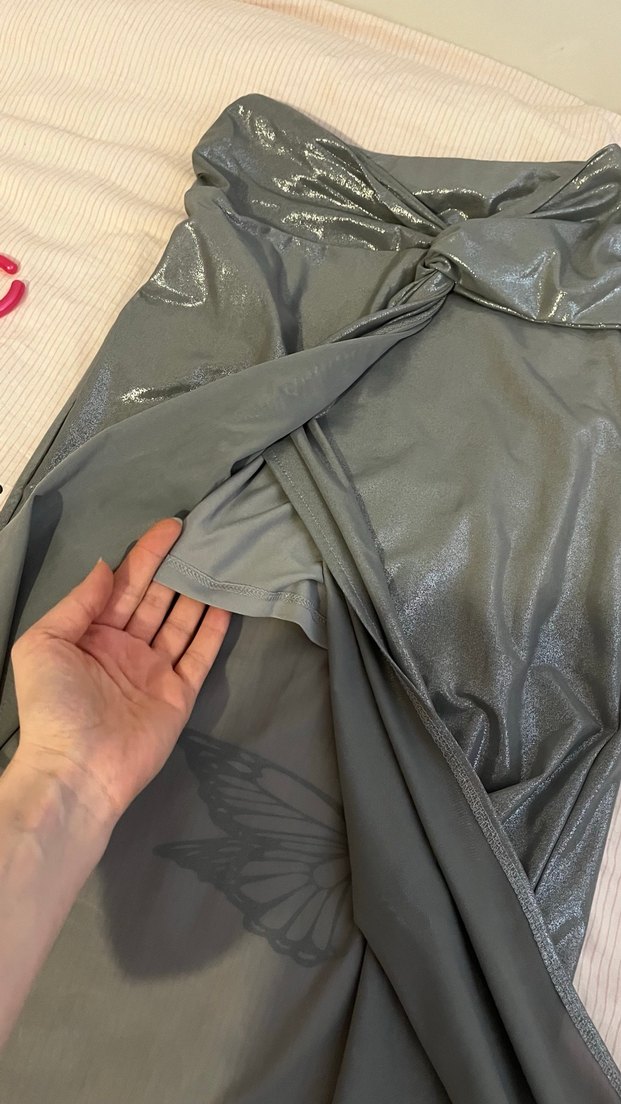 Gri Drapeli Uzun Kadın Etek - Görsel 4