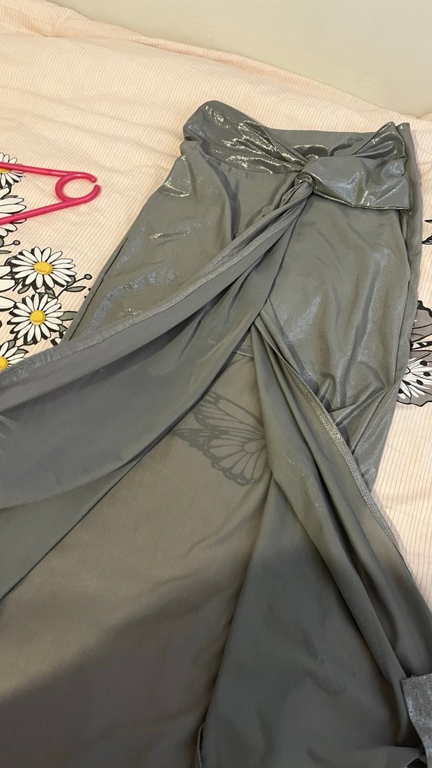 Gri Drapeli Uzun Kadın Etek - Görsel 3