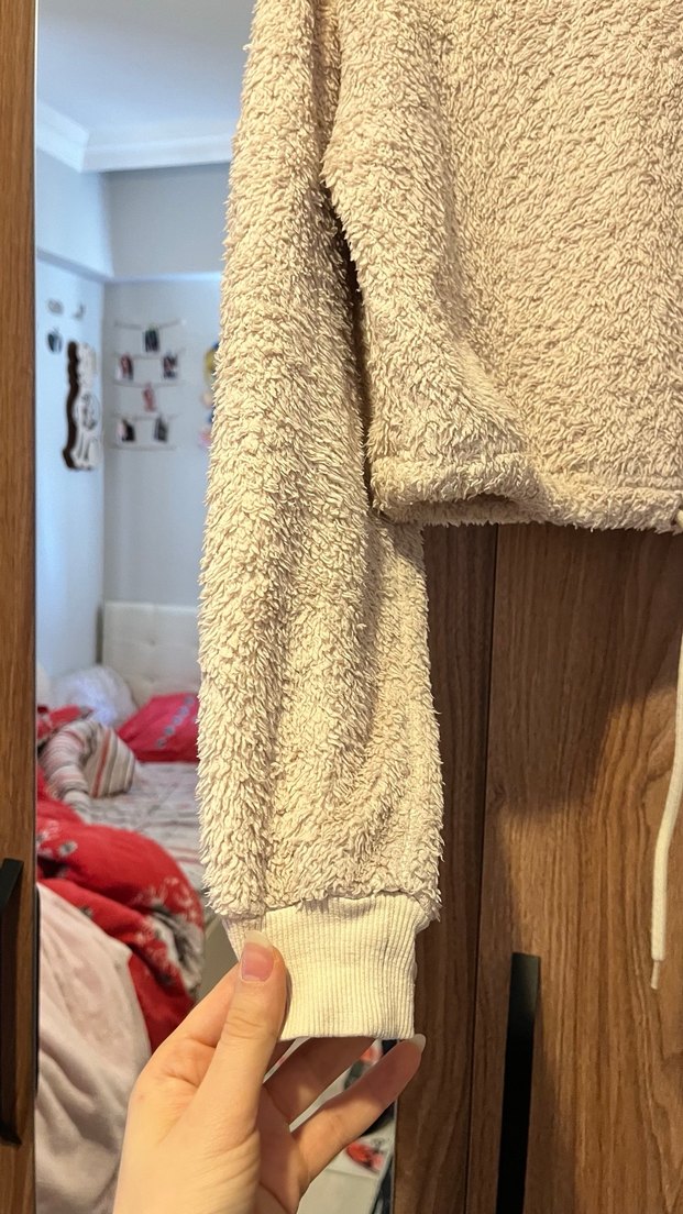 Bej Kadın Triko Sweatshirt - Görsel 4