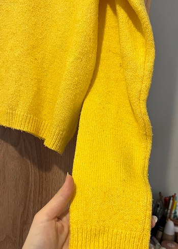 Sarı Boğazlı Örgü Kadın Kazak - Görsel 3