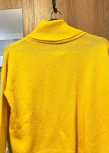 Sarı Boğazlı Örgü Kadın Kazak - Görsel 7