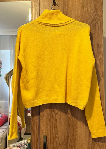 Sarı Boğazlı Örgü Kadın Kazak - Görsel 6