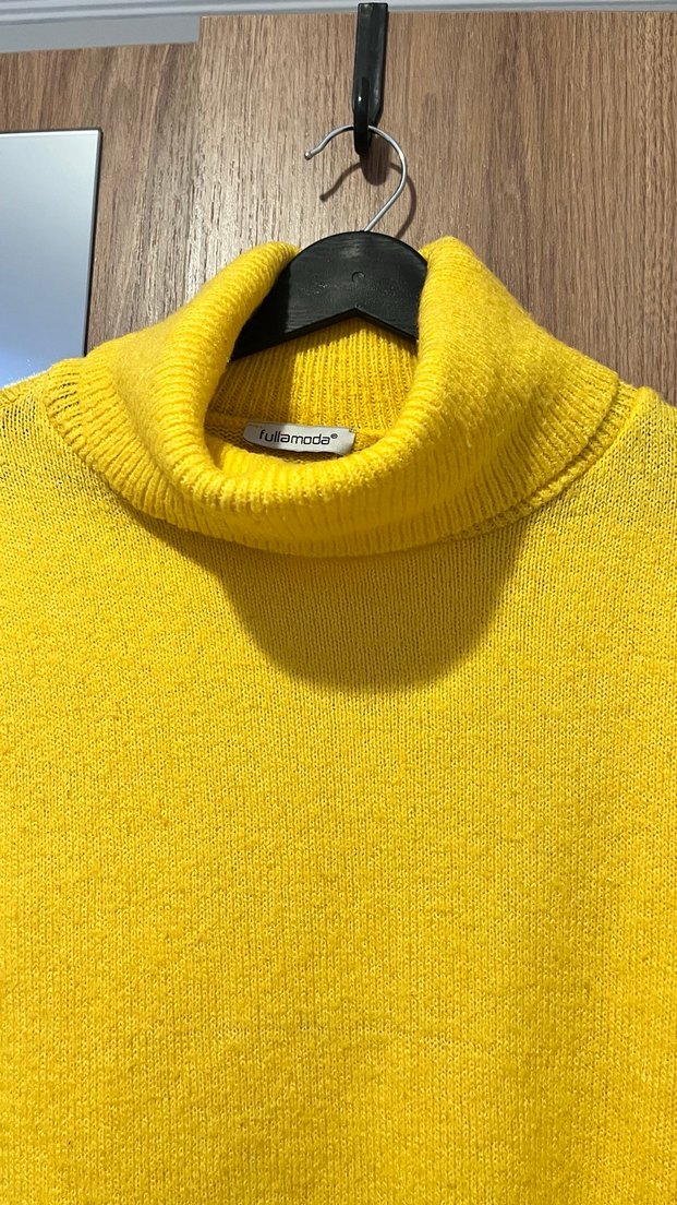 Sarı Boğazlı Örgü Kadın Kazak - Görsel 5