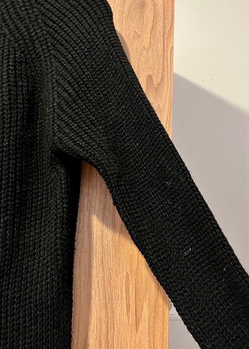 Siyah Kadın Boğazlı Örgü Yün Kazak - Görsel 3