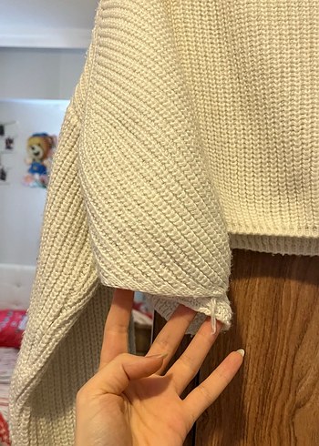 Beyaz Örgü Kadın Triko Kazak - Görsel 3