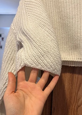 Beyaz Örgü Kadın Triko Kazak - Görsel 2