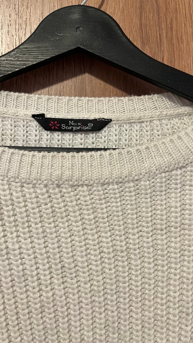 Beyaz Örgü Kadın Triko Kazak - Görsel 4