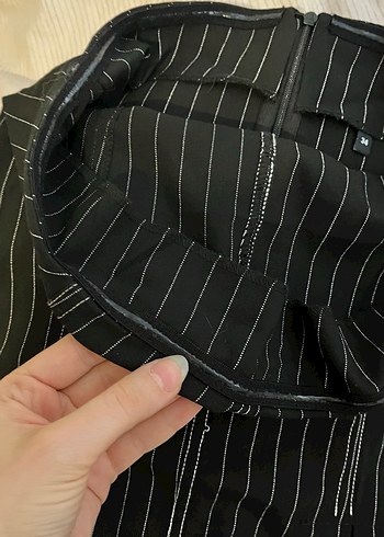 Siyah Straplez Drapeli Uzun çizgili Elbise - Görsel 7