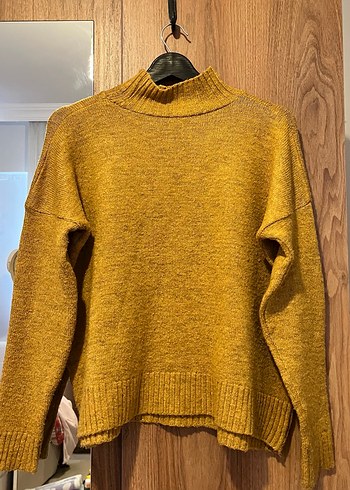 Sarı Boğazlı Örgü Kadın Kazak - Görsel 6