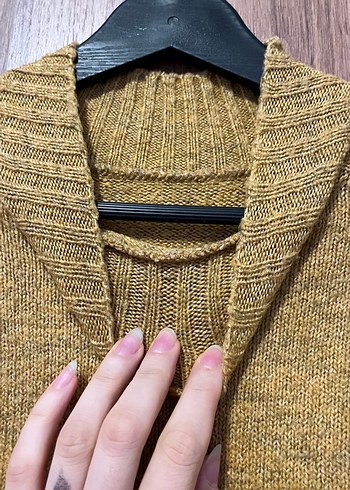 Sarı Boğazlı Örgü Kadın Kazak - Görsel 3