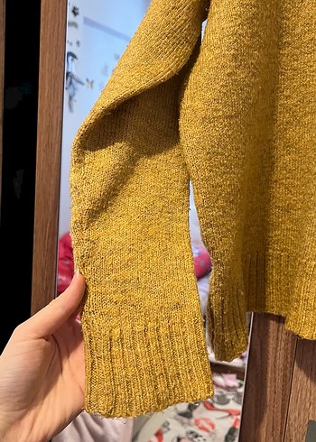 Sarı Boğazlı Örgü Kadın Kazak - Görsel 4