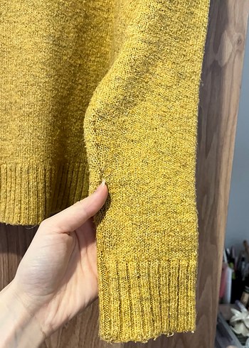 Sarı Boğazlı Örgü Kadın Kazak - Görsel 5